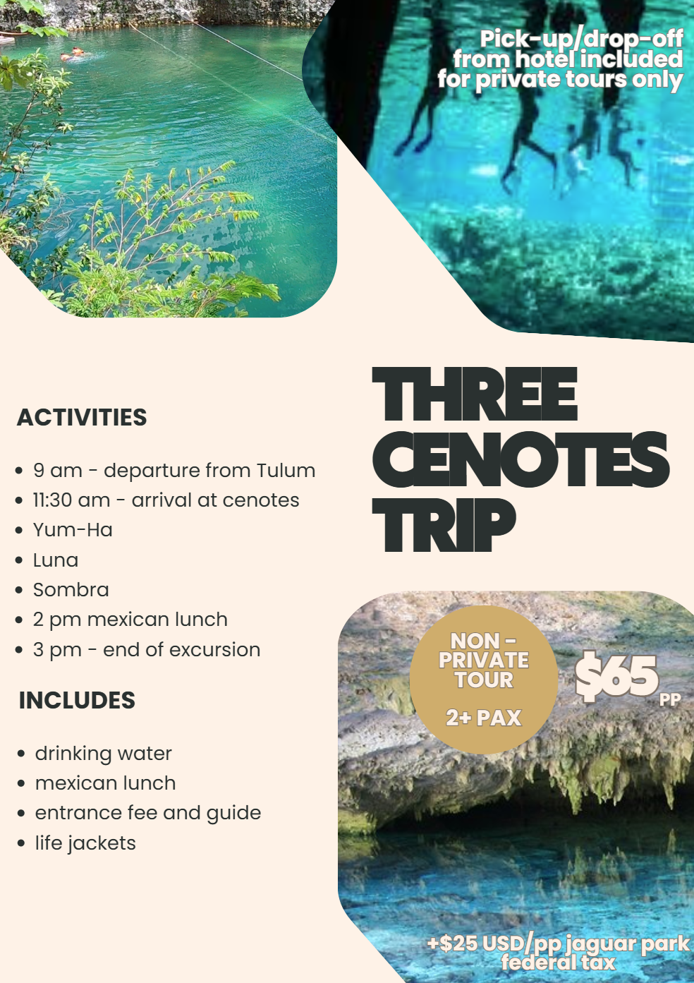 Three cenotes trip flyer